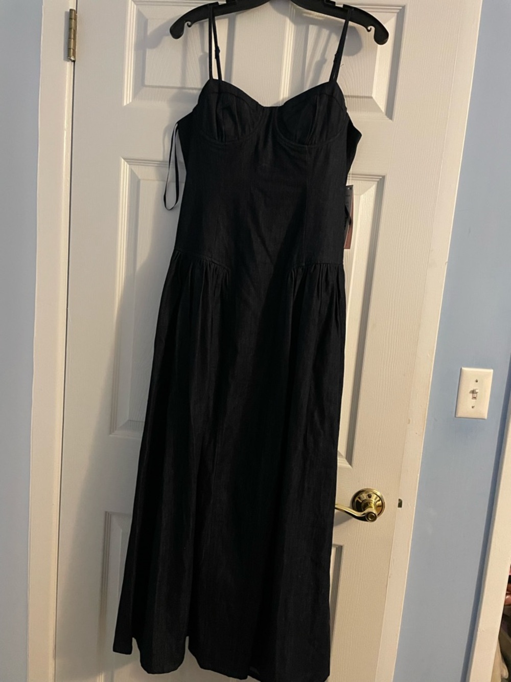 Aqua Black Maxi Dress with Spaghetti Straps